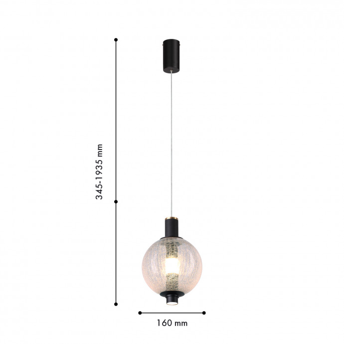 4315-1P, подвес, D160xH345/1935, LEDx9W, 650LM, 4000K, CRI>90, included