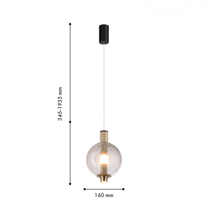4316-1P, подвес, D160xH345/1935, LEDx9W, 650LM, 4000K, CRI>90, included
