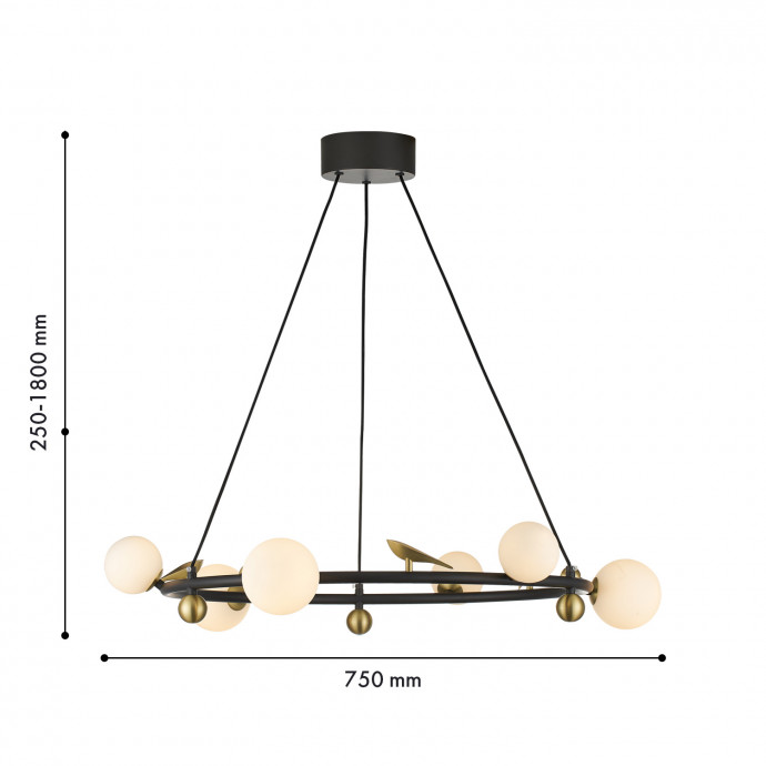 4324-6P, подвесная люстра, D750xH255/1800, 6xLEDx5W, 2400LM, 4000K, included