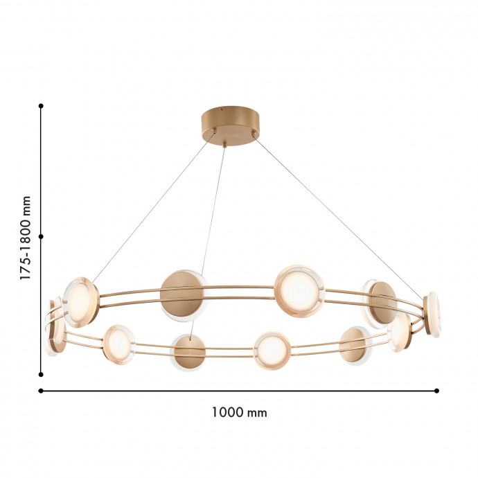 4334-12P, подвесная люстра, D1000xH175/1800, 12xLEDx4W, 3840LM, 4000K, included