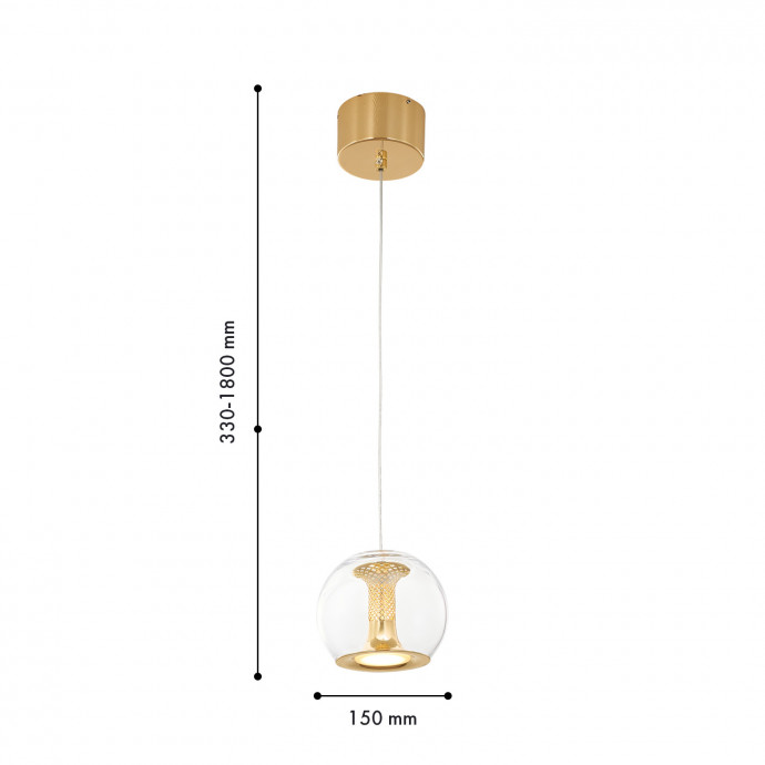 4338-1P, подвес, D150xH330/1800, LEDx9W, 720LM, 4000K, included