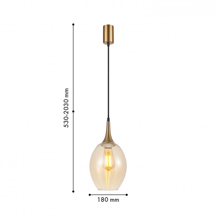 4360-1P, подвес, D180xH530/2030, 1xE27x40W