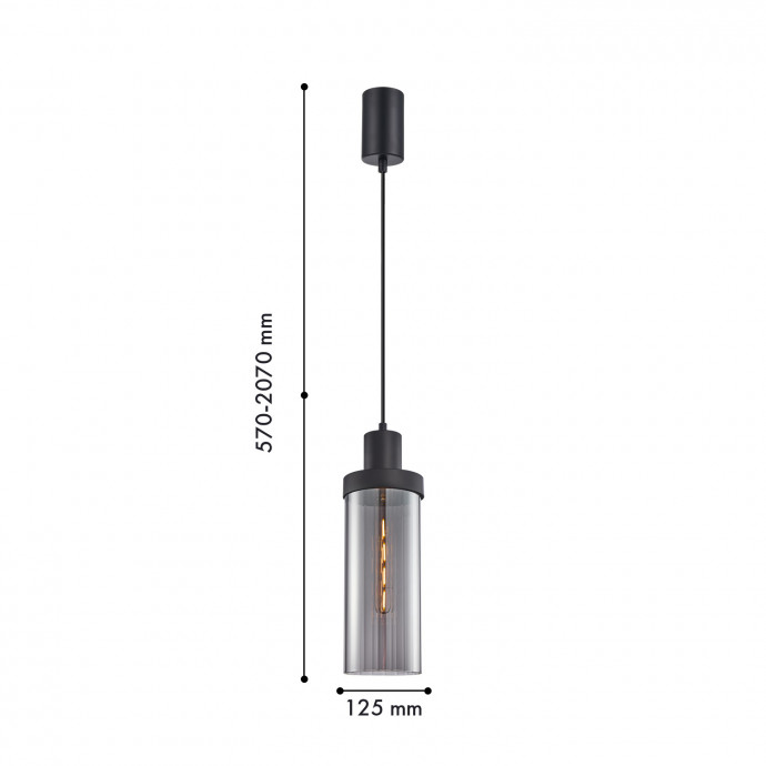 4364-1P, подвес, D125xH570/2070, 1xE27x40W