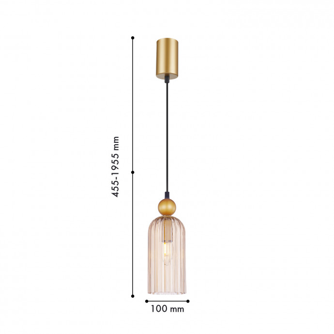 4365-1P, подвес, D100xH455/1955, 1xE14x40W