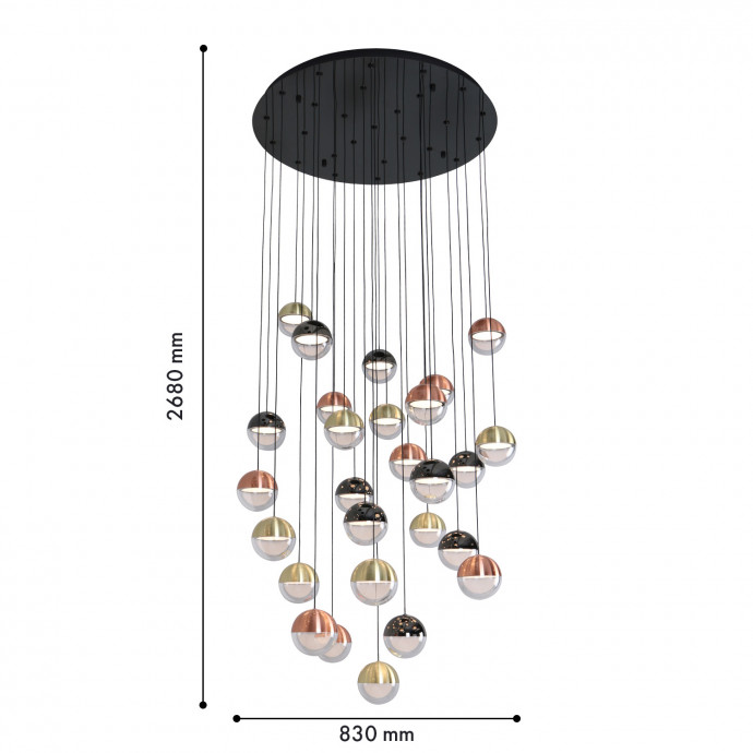 4371-27P, подвесная люстра, D830xH2680, 27xLEDx5.4W, 10220LM, 4000K, CRI>90, included