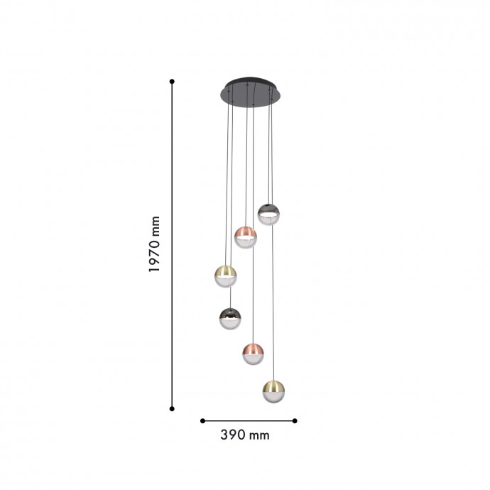4371-6P, подвесная люстра, D390xH1970, 6xLEDx5.3W, 2240LM, 4000K, CRI>90, included