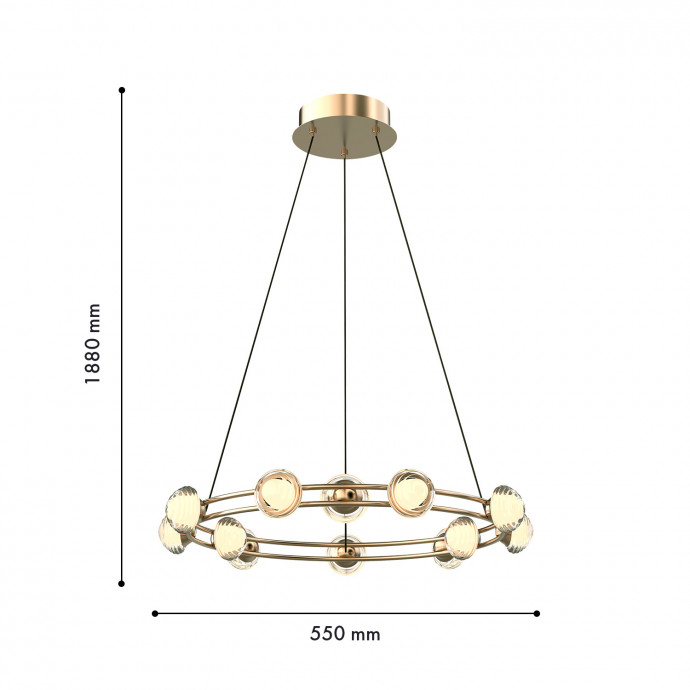 4382-12P, подвесная люстра, D550xH1880, 12xLEDx3.3W, 2800LM, 4000K, CRI>90, included