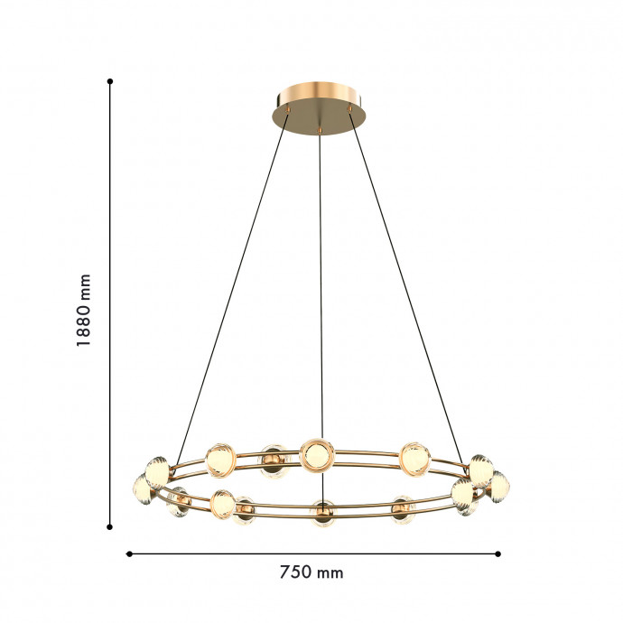 4382-15P, подвесная люстра, D750xH1880, 15xLEDx3.6W, 3850LM, 4000K, CRI>90, included