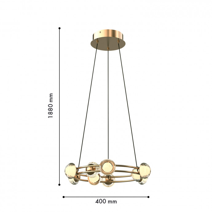4382-9P, подвесная люстра, D400xH1880, 9xLEDx3.3W, 2100LM, 4000K, CRI>90, included