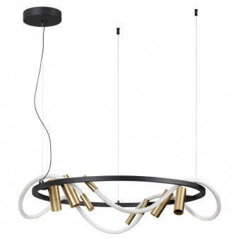 4397/55L HIGHTECH ODL23 101 черный/античная бронза/черный/металл/канат Подвесной св-к IP20 LED 50W 2020Лм 3000K CORDA