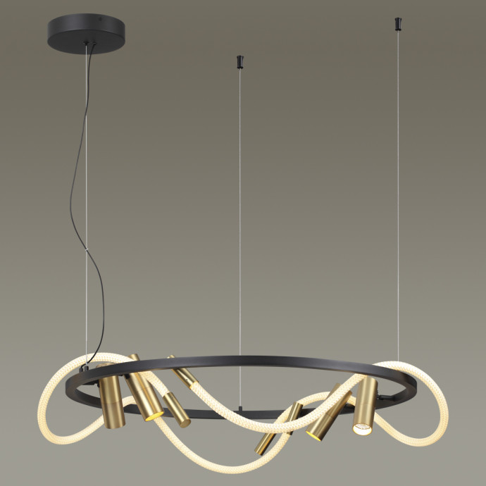 4397/55L HIGHTECH ODL23 101 черный/античная бронза/черный/металл/канат Подвесной св-к IP20 LED 50W 2020Лм 3000K CORDA