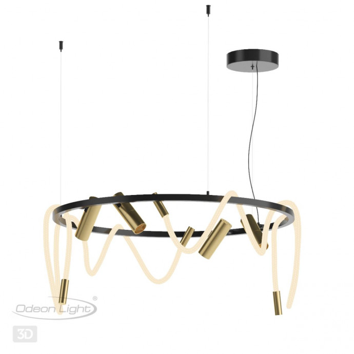 4397/55L HIGHTECH ODL23 101 черный/античная бронза/черный/металл/канат Подвесной св-к IP20 LED 50W 2020Лм 3000K CORDA