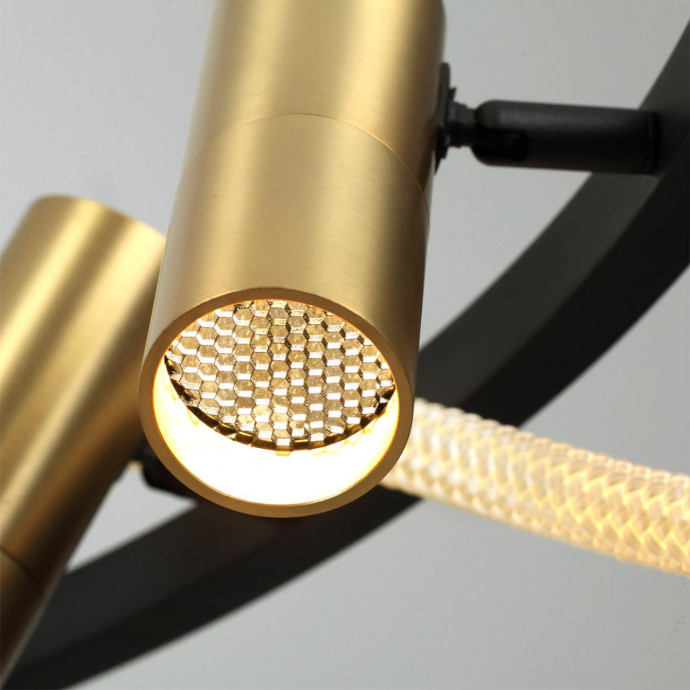 4397/55L HIGHTECH ODL23 101 черный/античная бронза/черный/металл/канат Подвесной св-к IP20 LED 50W 2020Лм 3000K CORDA