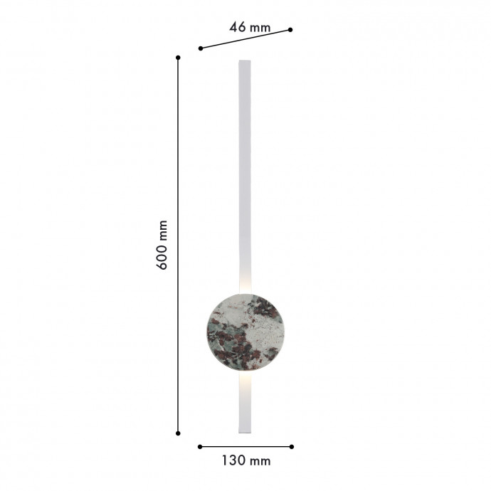 4447-1W, настенный светильник, D45xW130xH600, LEDx10W, 640LM, 4000K, included