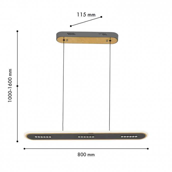 4472-3P, подвесная люстра, L800xW115xH1000/1600, LEDx63W, 4600LM, 3000-6500K, included, remote control