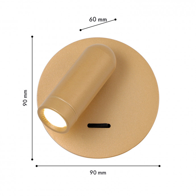 4498-1W, настенный светильник, D60xW90xH90, LEDx3W, 200LM, 4000K, included, switch