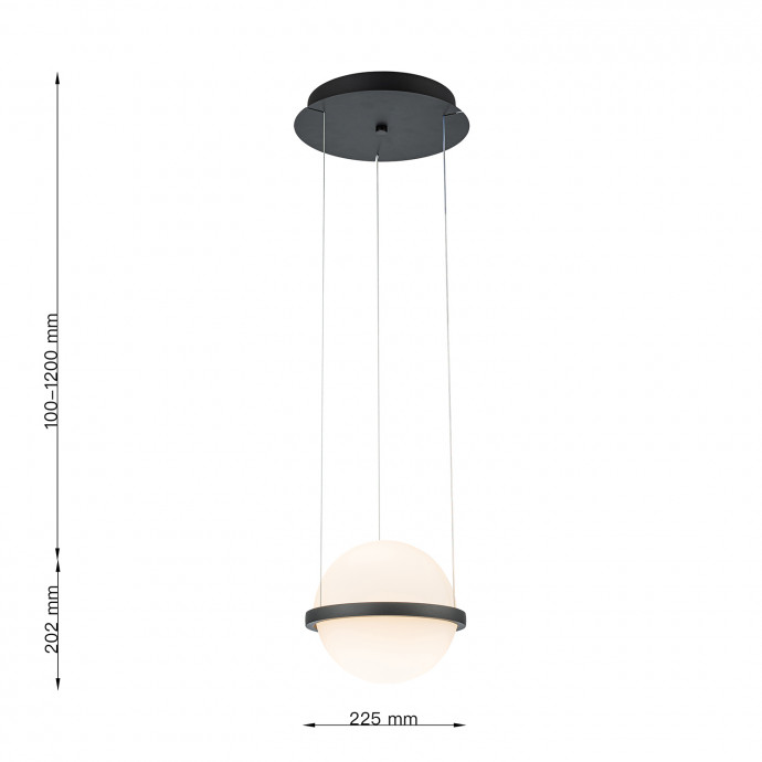 4502-1P, подвес, D225xH190/1200, LEDx20W, 1200LM, 3000K, included