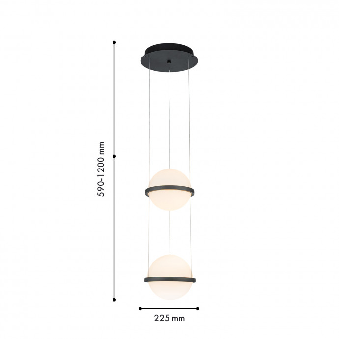 4502-2P, подвес, D225xH590/1200, 2xLEDx20W, 2500LM, 3000K, included