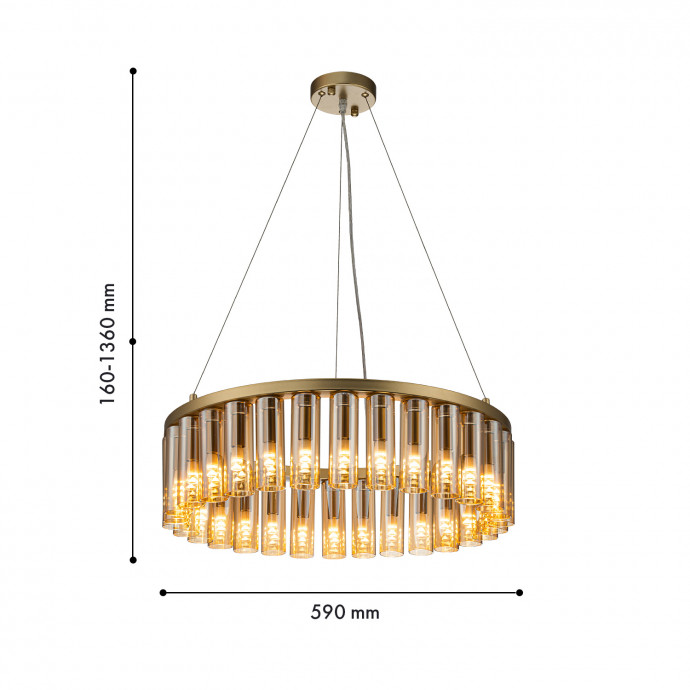 4503-30P, подвесная люстра, D590xH160/1360, 30xG9LEDx2W, 2100LM, 3000K, included