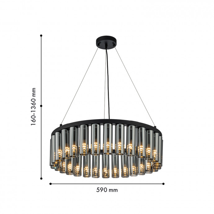 4504-30P, подвесная люстра, D590xH160/1360, 30xG9LEDx2W, 2100LM, 3000K, included
