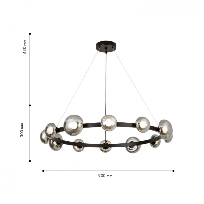 4517-12P, подвесная люстра, D900xH300/1630, 12xLEDx5W, 4800LM, 4000K, included