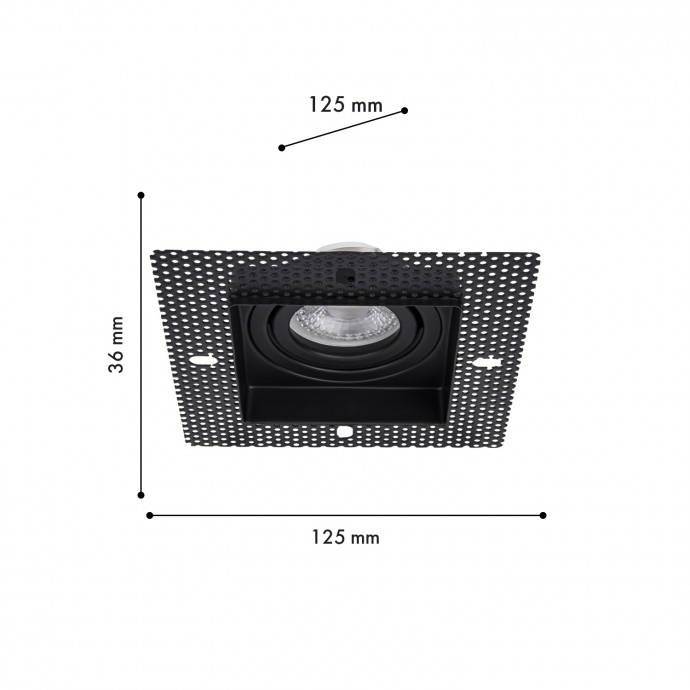 4536-1C, врезной светильник под штукатурку, L125xW125xH36, cutout:L80xW80, 1xGU10x35W, IP20