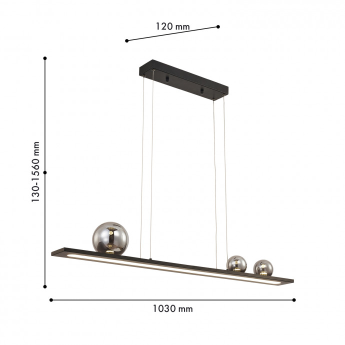 4548-3P, подвесная люстра, L1030xW120xH130/1560, LEDx51W, 1790LM, 4000K, included