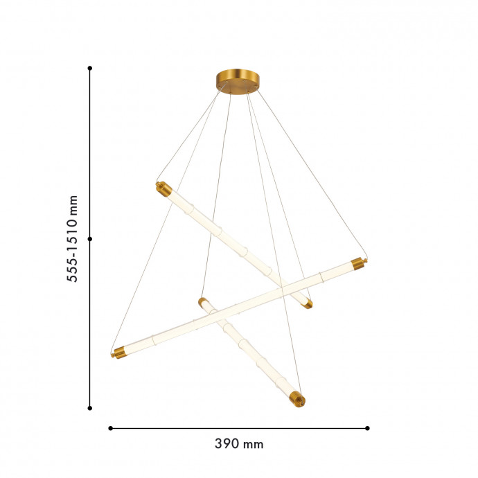 4558-3P, подвесная люстра, D390xH555/1510, 3xLEDx11W, 3500LM, 4000K, included