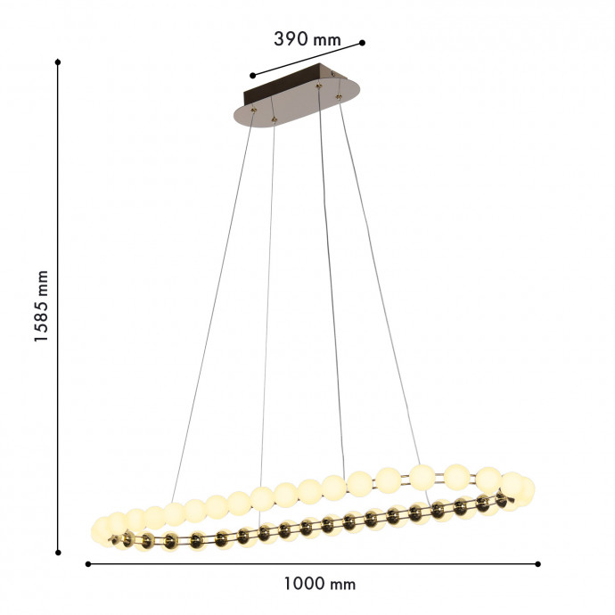 4590-10P, подвесная люстра, L1000xW390xH1585, LEDx48W, 3800LM, 4000K, included