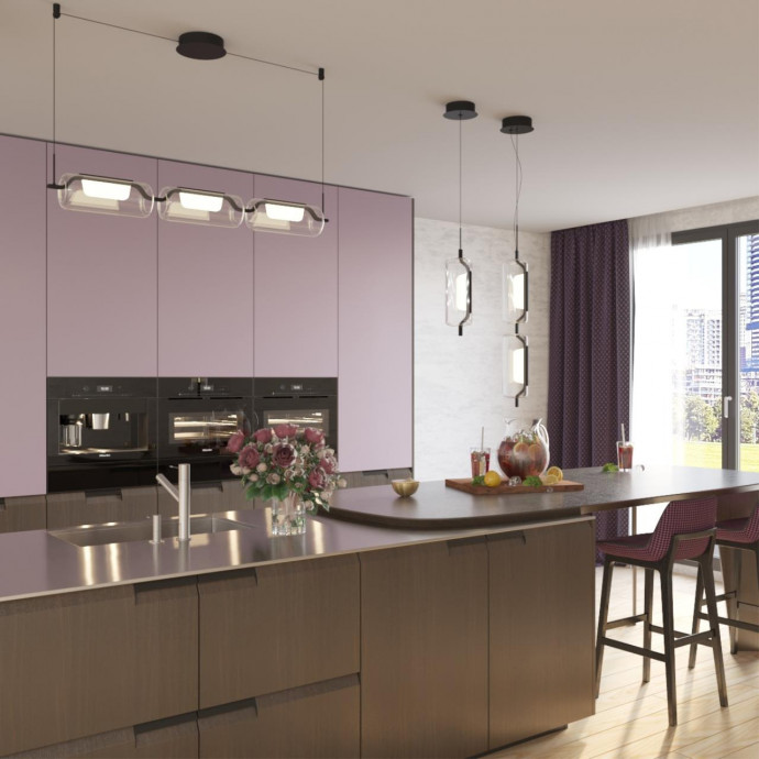 5003/10L L-VISION ODL23 283 черный матовый/прозрачный/стекло Подвес LED 10W 3000K KAVIA