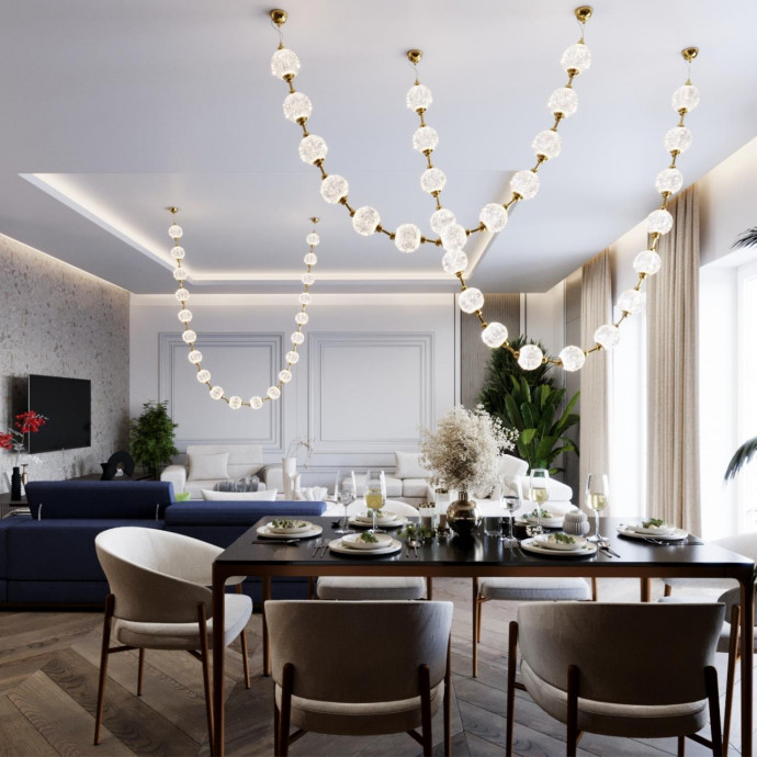 5008/80L L-VISION ODL23 золотой/прозрачный/металл/акрил Подвес LED  80W 4000K 4400Лм CRYSTAL