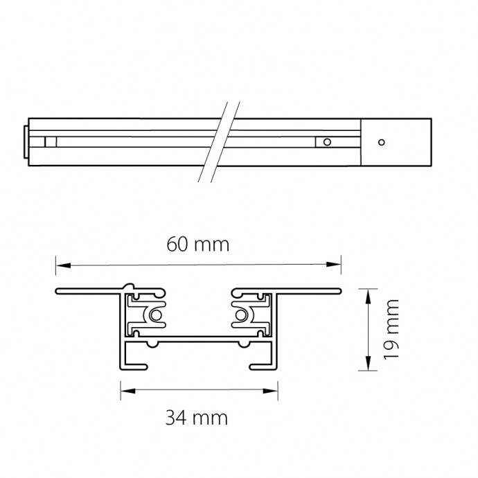 Трек двухконтактный однофазный встраиваемый Barra Lightstar 501015