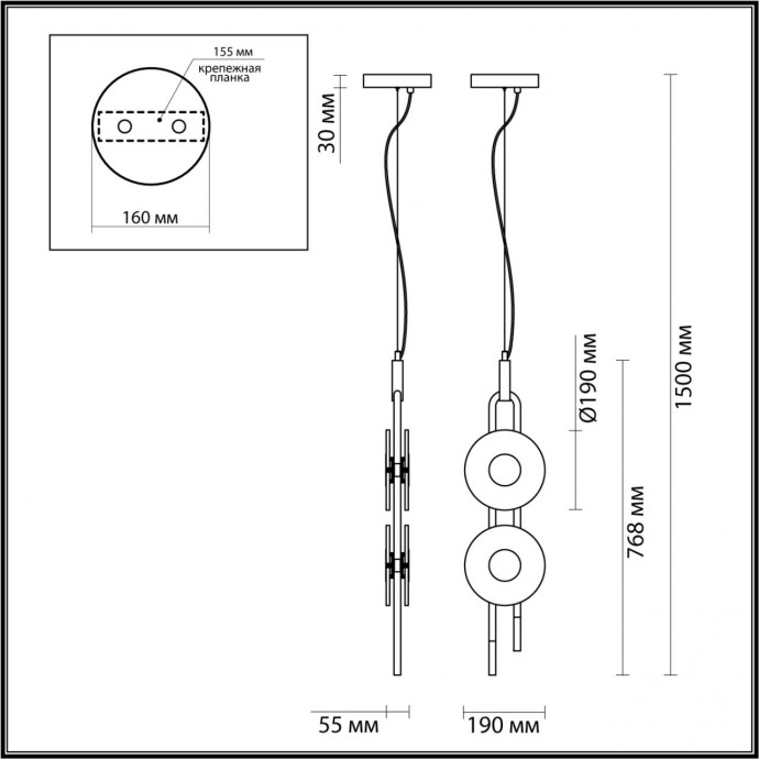 5407/23L MODERN ODL_EX24 черный/золотой/металл/стекло Подвес LED 23W 3000K 1940Лм MAGNET