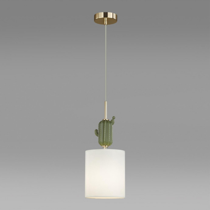 5425/1 MODERN ODL_EX24 золотой/зеленый/белый/металл/керамика/ткань Подвес E14 1*40W CACTUS