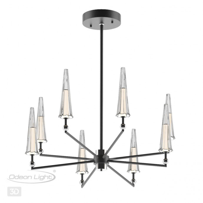5429/39L MODERN ODL_EX24 черный матов./прозрачный/металл/стекло/акрил Люстра LED 39W 3000K 1330Лм FUNGO