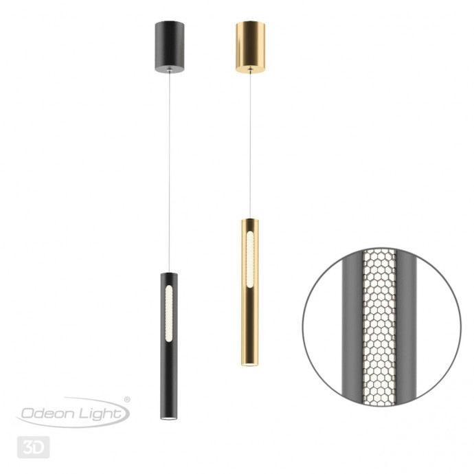 6643/7L HIGHTECH ODL24 черный/золото/металл/акрил Подвесной светильник IP20 LED 9W 3000K 220V MALI