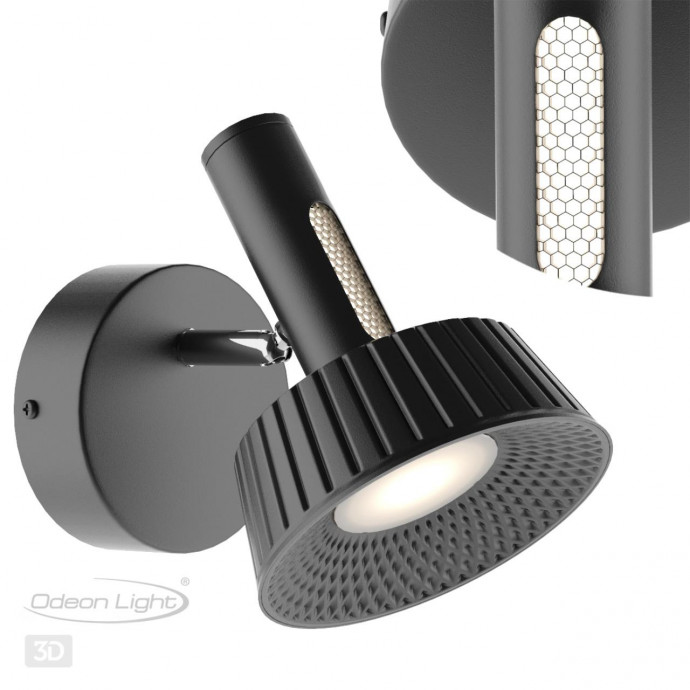 6643/7WL HIGHTECH ODL24 черный/металл/акрил Настенный светильник (выкл на корпусе) IP20 LED 10W 3000K 220V MALI