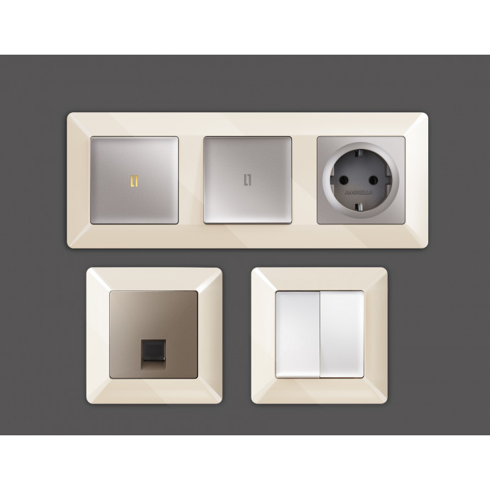 AF110305 Рамка ALFA Line (Бежевый глянец) 5-ая