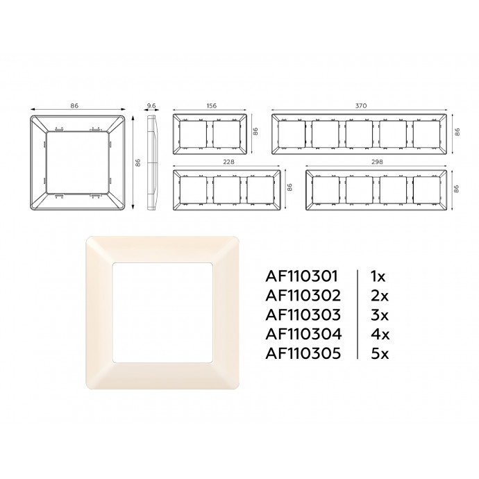 AF110305 Рамка ALFA Line (Бежевый глянец) 5-ая