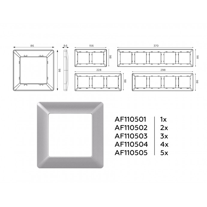 AF110503 Рамка ALFA Line (Сталь матовый) 3-ая