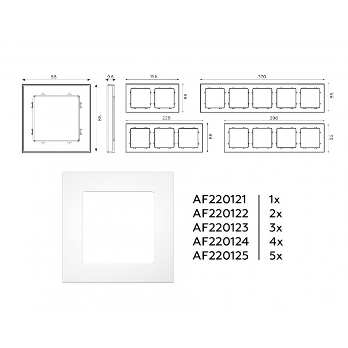 AF220121 Рамка ALFA Techno (Белый матовый) 1-ая