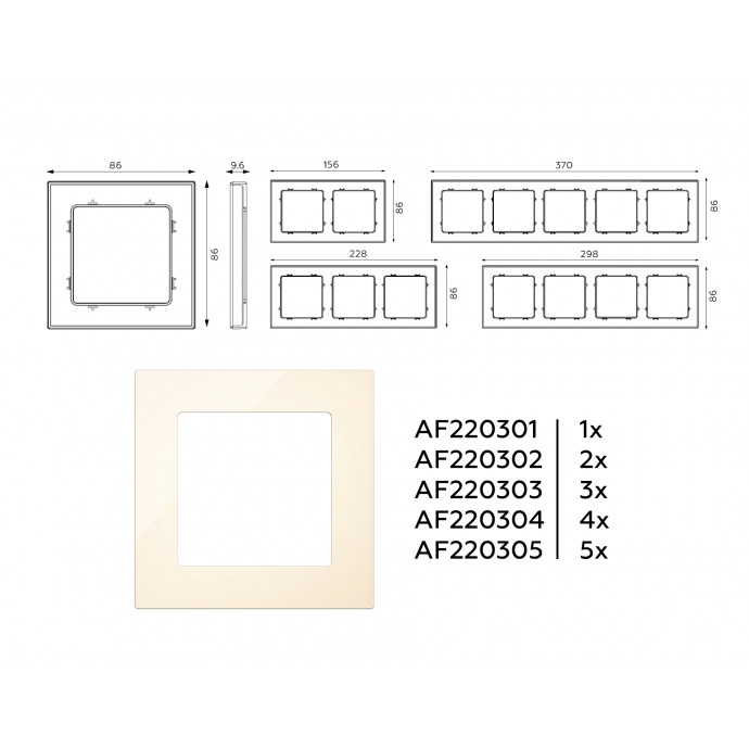 AF220304 Рамка ALFA Techno (Бежевый глянец) 4-ая
