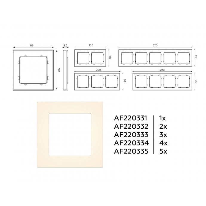 AF220335 Рамка ALFA Techno (Бежевый матовый) 5-ая
