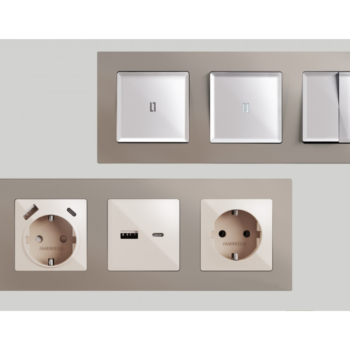 AF220364 Рамка ALFA Techno (Серо-бежевый матовый) 4-ая