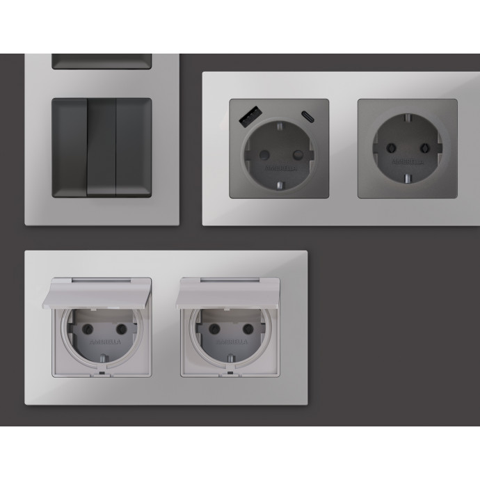 AF220402 Рамка ALFA Techno (Серебро глянец) 2-ая