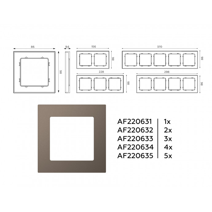 AF220635 Рамка ALFA Techno (Темная бронза матовый) 5-ая