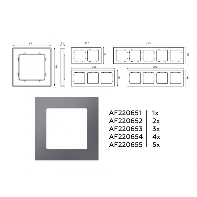 AF220653 Рамка ALFA Techno (Антрацит серый) 3-ая