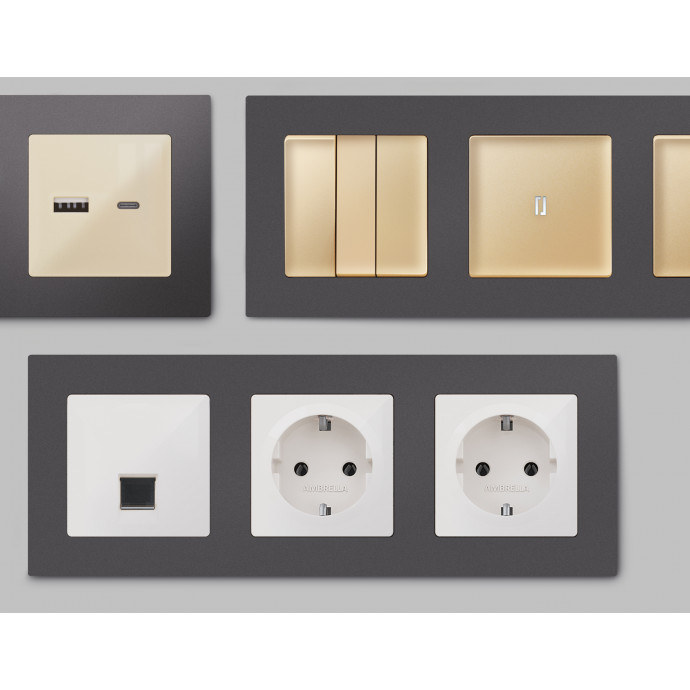 AF220654 Рамка ALFA Techno (Антрацит серый) 4-ая