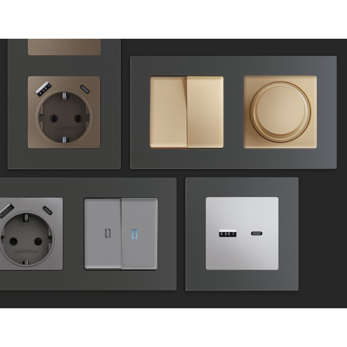 AF220803 Рамка ALFA Techno (Графит Мягкое касание) 3-ая