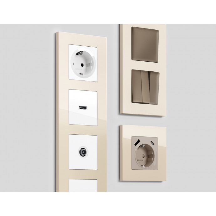 AF250302 Рамка ALFA Qubi (Бежевый глянец) 2-ая